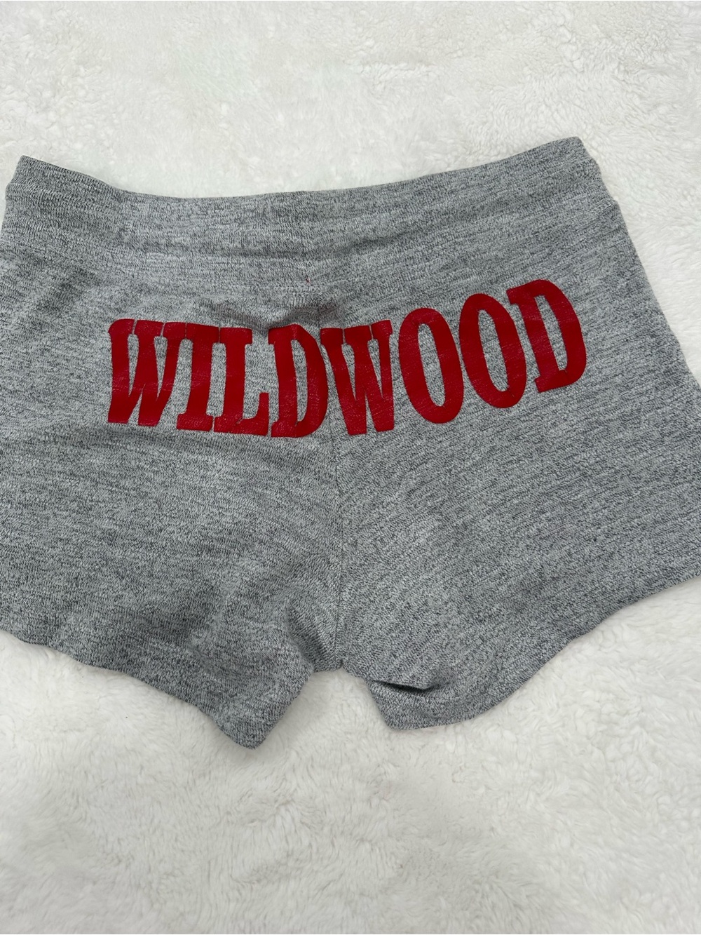Gray Knit Shorts with Bold Red Back Graphic wildwood size S